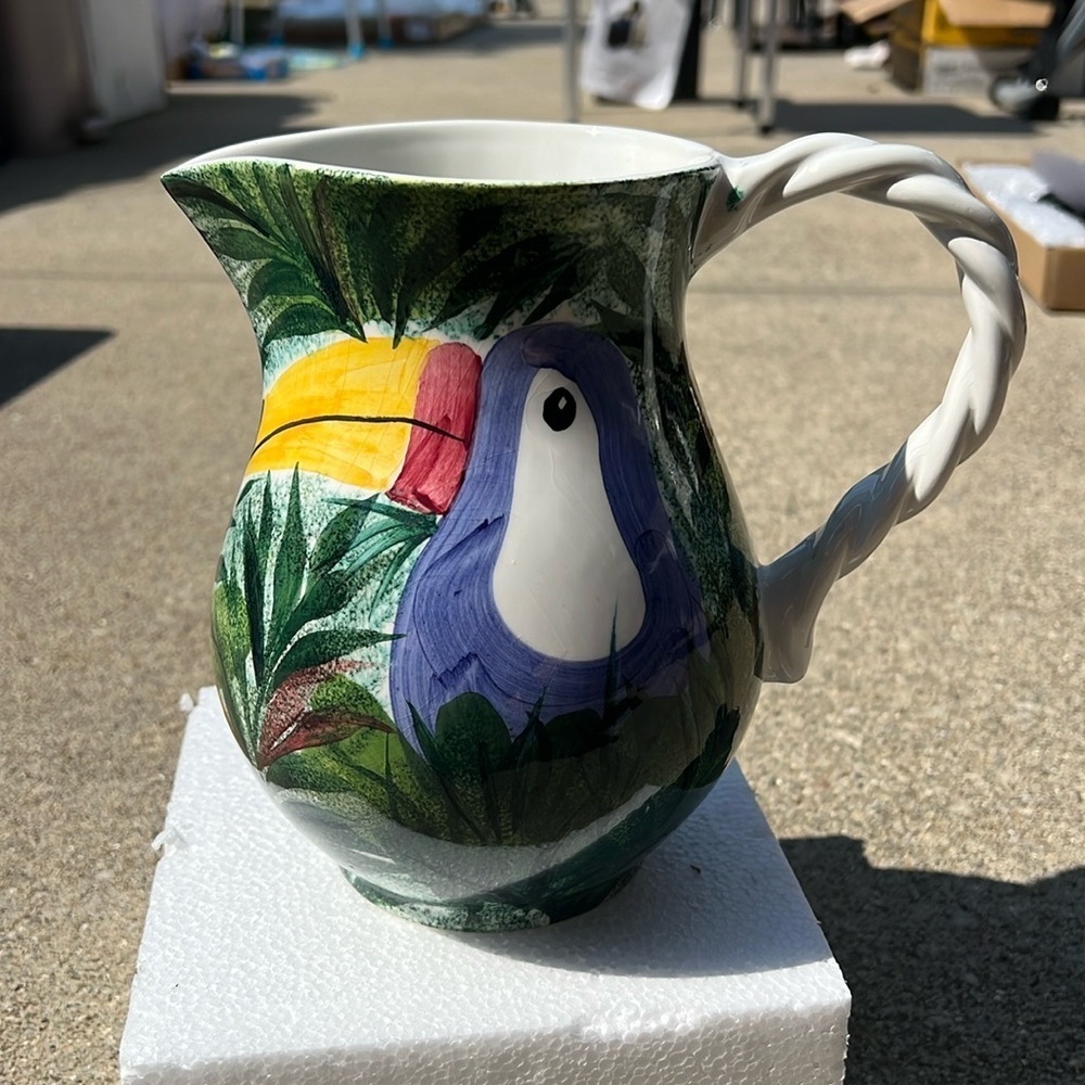 Hand Painted Ceramic Pitcher, Italy 1960s